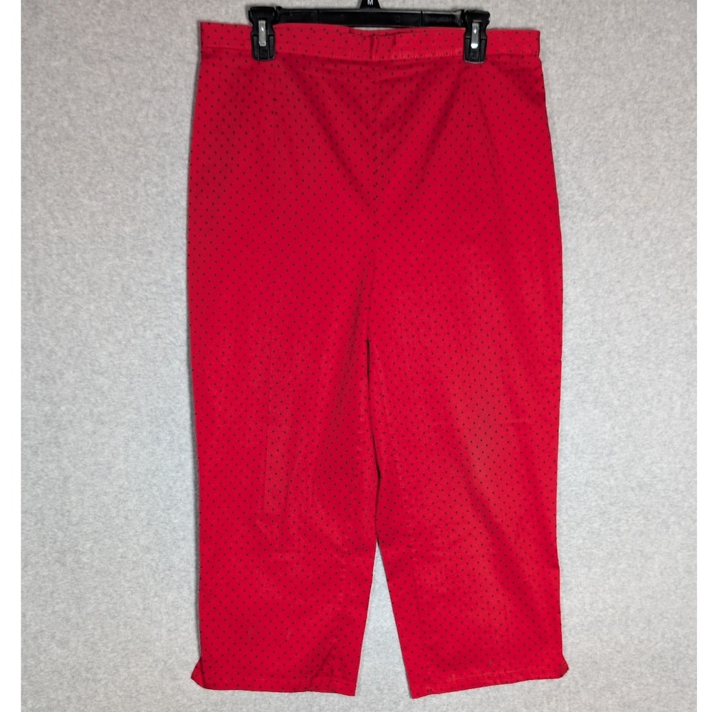 Bill Blass Capri Pants Women 14 Red Polka Dot High Rise Cropped Rockabilly Pinup